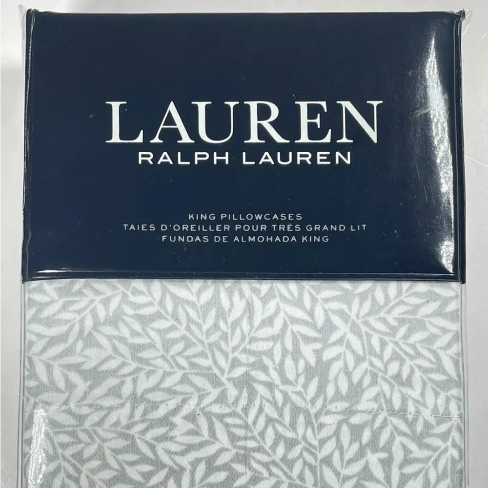 Ralph Lauren Spencer Leaf Sateen sage green 2 King pillowcases New